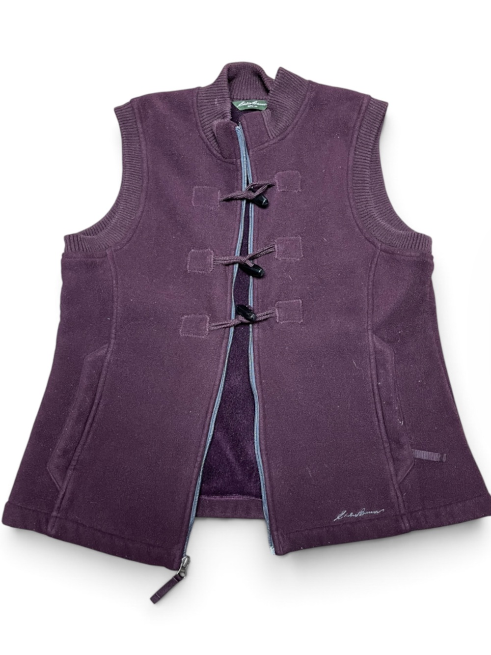 Eddie Bauer Deep Purple Fleece Vest with Toggle Closures